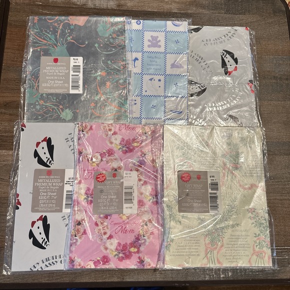 Other - Vintage American Greetings Gift Wrap Wrapping Paper Mom Baby Penguin Herbs Lot